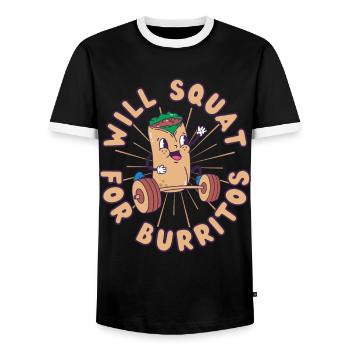 Burrito Weight Training Squat Fitness Burrito kawaii - Men's Ringer Shirt - black/white - Front - AI Model Female 172 light (172cm) & AI Model Male 178 light (178cm)