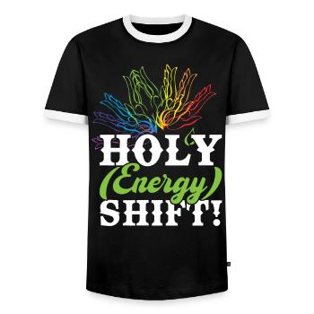 Holy Energy Shift - Praticien de Reiki - T-shirt contrasté Homme - noir/blanc - Devant - AI Model Female 172 light (172cm) & AI Model Male 178 light (178cm)