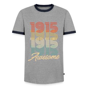 Funny Birthday Awesome 1915 - Men's Ringer Shirt - grey/navy  - Front - AI Model Female 172 light (172cm) & AI Model Male 178 light (178cm)