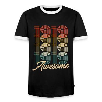 Funny Birthday Awesome 1919 - Männer Kontrast-T-Shirt - Schwarz/Weiß - Vorne - AI Model Female 172 light (172cm) & AI Model Male 178 light (178cm)