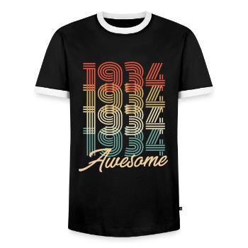 Drôle d’anniversaire génial 1934 - T-shirt contrasté Homme - noir/blanc - Devant - AI Model Female 172 light (172cm) & AI Model Male 178 light (178cm)