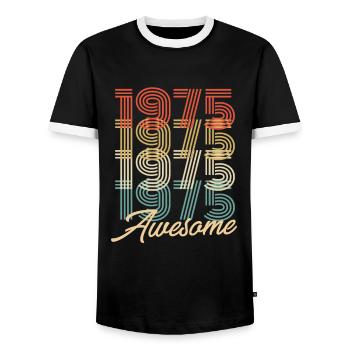 Drôle d’anniversaire génial 1975 - T-shirt contrasté Homme - noir/blanc - Devant - AI Model Female 172 light (172cm) & AI Model Male 178 light (178cm)