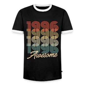 Drôle d’anniversaire génial 1996 - T-shirt contrasté Homme - noir/blanc - Devant - AI Model Female 172 light (172cm) & AI Model Male 178 light (178cm)