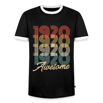 Funny Birthday Awesome 1920 - Männer Kontrast-T-Shirt - Schwarz/Weiß - Vorne - AI Model Female 172 light (172cm) & AI Model Male 178 light (178cm)