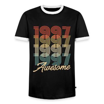 Drôle d’anniversaire génial 1997 - T-shirt contrasté Homme - noir/blanc - Devant - AI Model Female 172 light (172cm) & AI Model Male 178 light (178cm)