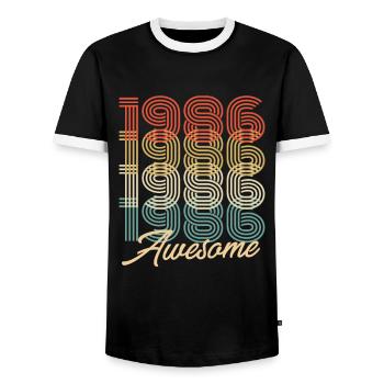 Drôle d’anniversaire génial 1986 - T-shirt contrasté Homme - noir/blanc - Devant - AI Model Female 172 light (172cm) & AI Model Male 178 light (178cm)