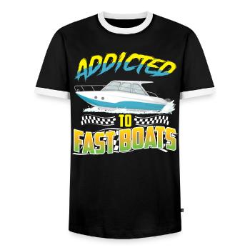 Accro aux bateaux rapides - Drag Boat Racing - T-shirt contrasté Homme - noir/blanc - Devant - AI Model Female 172 light (172cm) & AI Model Male 178 light (178cm)
