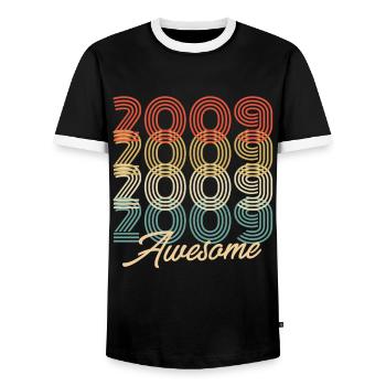 Drôle d’anniversaire génial 2009 - T-shirt contrasté Homme - noir/blanc - Devant - AI Model Female 172 light (172cm) & AI Model Male 178 light (178cm)