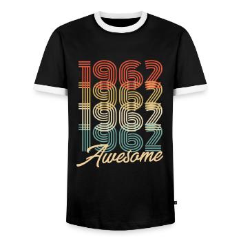 Drôle d’anniversaire génial 1962 - T-shirt contrasté Homme - noir/blanc - Devant - AI Model Female 172 light (172cm) & AI Model Male 178 light (178cm)