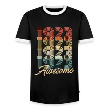 Funny Birthday Awesome 1923 - Männer Kontrast-T-Shirt - Schwarz/Weiß - Vorne - AI Model Female 172 light (172cm) & AI Model Male 178 light (178cm)