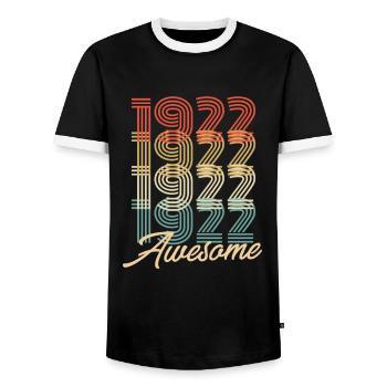 Funny Birthday Awesome 1922 - Men's Ringer Shirt - black/white - Front - AI Model Female 172 light (172cm) & AI Model Male 178 light (178cm)
