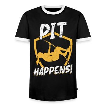 Pit Happens - Polsprung - Männer Kontrast-T-Shirt - Schwarz/Weiß - Vorne - AI Model Female 172 light (172cm) & AI Model Male 178 light (178cm)