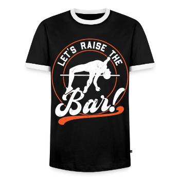 Let's raise the bar - Men's Ringer Shirt - black/white - Front - AI Model Female 172 light (172cm) & AI Model Male 178 light (178cm)