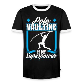 Stabhochsprung Ist Meine Superkraft - Stabspringen - Männer Kontrast-T-Shirt - Schwarz/Weiß - Vorne - AI Model Female 172 light (172cm) & AI Model Male 178 light (178cm)