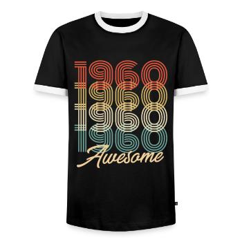 Drôle d’anniversaire génial 1960 - T-shirt contrasté Homme - noir/blanc - Devant - AI Model Female 172 light (172cm) & AI Model Male 178 light (178cm)