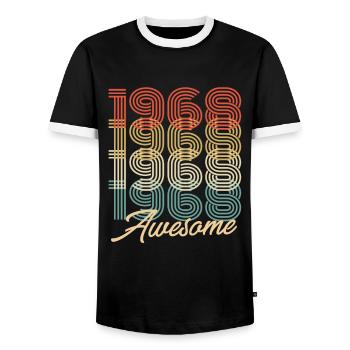 Drôle d’anniversaire génial 1968 - T-shirt contrasté Homme - noir/blanc - Devant - AI Model Female 172 light (172cm) & AI Model Male 178 light (178cm)
