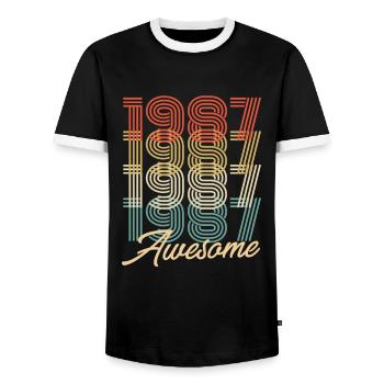 Drôle d’anniversaire génial 1987 - T-shirt contrasté Homme - noir/blanc - Devant - AI Model Female 172 light (172cm) & AI Model Male 178 light (178cm)
