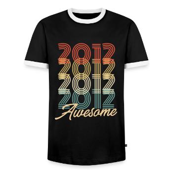 Drôle d’anniversaire génial 2012 - T-shirt contrasté Homme - noir/blanc - Devant - AI Model Female 172 light (172cm) & AI Model Male 178 light (178cm)