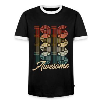Drôle d’anniversaire génial 1916 - T-shirt contrasté Homme - noir/blanc - Devant - AI Model Female 172 light (172cm) & AI Model Male 178 light (178cm)