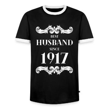 Bester Ehemann seit 1917 Hochzeitstag - Männer Kontrast-T-Shirt - Schwarz/Weiß - Vorne - AI Model Female 172 light (172cm) & AI Model Male 178 light (178cm)