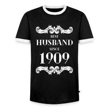 Bester Ehemann seit 1909 Hochzeitstag - Männer Kontrast-T-Shirt - Schwarz/Weiß - Vorne - AI Model Female 172 light (172cm) & AI Model Male 178 light (178cm)