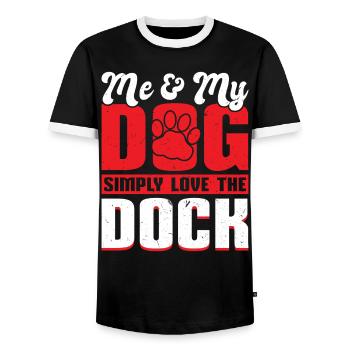 Me & My Dog Love The Dock - Dock Diving - Männer Kontrast-T-Shirt - Schwarz/Weiß - Vorne - AI Model Female 172 light (172cm) & AI Model Male 178 light (178cm)