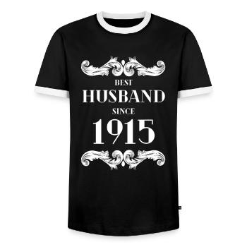 Bester Ehemann seit 1915 Hochzeitstag - Männer Kontrast-T-Shirt - Schwarz/Weiß - Vorne - AI Model Female 172 light (172cm) & AI Model Male 178 light (178cm)