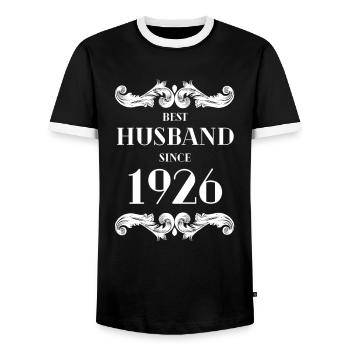 Best Husband Since 1926 Wedding Anniversary - Men's Ringer Shirt - black/white - Front - AI Model Female 172 light (172cm) & AI Model Male 178 light (178cm)