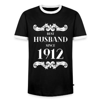 Meilleur mari depuis 1912 anniversaire de mariage - T-shirt contrasté Homme - noir/blanc - Devant - AI Model Female 172 light (172cm) & AI Model Male 178 light (178cm)
