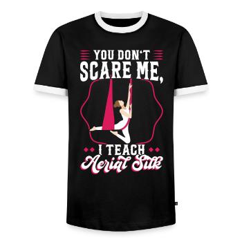 I Teach Aerial Silk - Aerialist - Männer Kontrast-T-Shirt - Schwarz/Weiß - Vorne - AI Model Female 172 light (172cm) & AI Model Male 178 light (178cm)