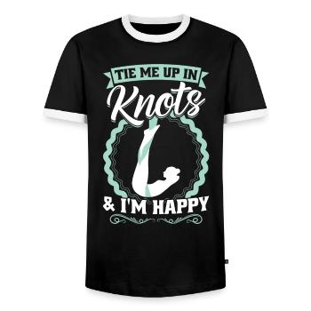 Tie Me Up In Knots - Aerialist - Men's Ringer Shirt - black/white - Front - AI Model Female 172 light (172cm) & AI Model Male 178 light (178cm)