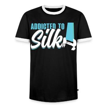 Addicted To Silk - Aerialist - Men's Ringer Shirt - black/white - Front - AI Model Female 172 light (172cm) & AI Model Male 178 light (178cm)
