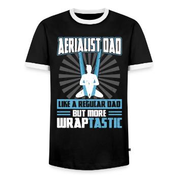 Aerialist - Like A Regular Dad But More WRAPtastic - Männer Kontrast-T-Shirt - Schwarz/Weiß - Vorne - AI Model Female 172 light (172cm) & AI Model Male 178 light (178cm)