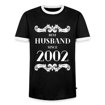 Meilleur mari depuis l’anniversaire de mariage 2002 - T-shirt contrasté Homme - noir/blanc - Devant - AI Model Female 172 light (172cm) & AI Model Male 178 light (178cm)