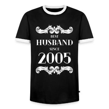 Bester Ehemann seit 2005 Hochzeitstag - Männer Kontrast-T-Shirt - Schwarz/Weiß - Vorne - AI Model Female 172 light (172cm) & AI Model Male 178 light (178cm)