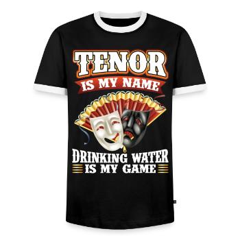 Tenor Is My Name Drinking Water Is My Game - Opera - Männer Kontrast-T-Shirt - Schwarz/Weiß - Vorne - AI Model Female 172 light (172cm) & AI Model Male 178 light (178cm)