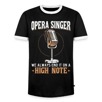 Opera Singer - We Always End It On A High Note - Men's Ringer Shirt - black/white - Front - AI Model Female 172 light (172cm) & AI Model Male 178 light (178cm)
