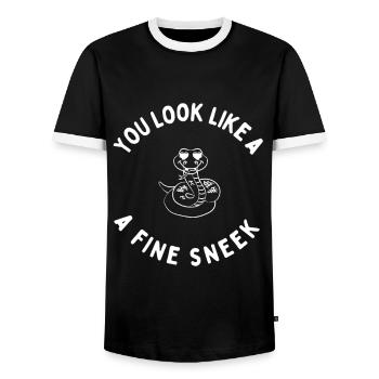 You look like a fine Snack - Männer Kontrast-T-Shirt - Schwarz/Weiß - Vorne - AI Model Female 172 light (172cm) & AI Model Male 178 light (178cm)