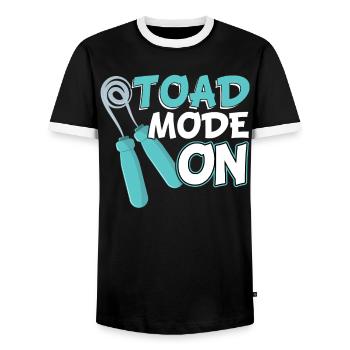 Toad Mode On - Jump Rope - Men's Ringer Shirt - black/white - Front - AI Model Female 172 light (172cm) & AI Model Male 178 light (178cm)