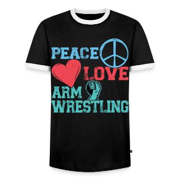 Paix - Amour - Bras de fer - T-shirt contrasté Homme - noir/blanc - Devant - AI Model Female 172 light (172cm) & AI Model Male 178 light (178cm)