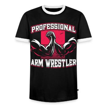 Bras de fer professionnel - Bras de fer - T-shirt contrasté Homme - noir/blanc - Devant - AI Model Female 172 light (172cm) & AI Model Male 178 light (178cm)