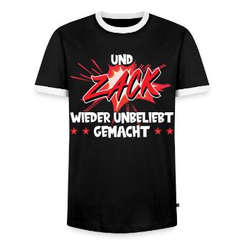 Und Zack Wieder Unbeliebt Gemacht - Männer Kontrast-T-Shirt - Schwarz/Weiß - Vorne - AI Model Female 172 light (172cm) & AI Model Male 178 light (178cm)