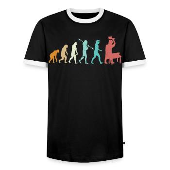 Evolution Of A Butcher And Meat Cutter - Männer Kontrast-T-Shirt - Schwarz/Weiß - Vorne - AI Model Female 172 light (172cm) & AI Model Male 178 light (178cm)