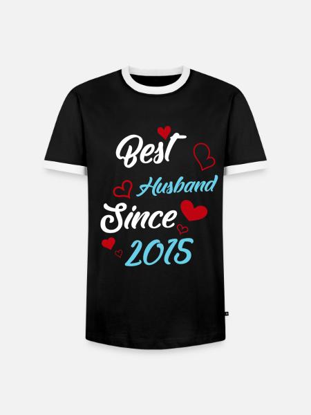 Best Husband Since 2015 Wedding - Men's Ringer Shirt - black/white