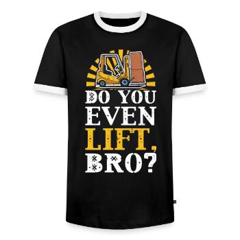 Do You Even Lift - Forklift Operator - Men's Ringer Shirt - black/white - Front - AI Model Female 172 light (172cm) & AI Model Male 178 light (178cm)