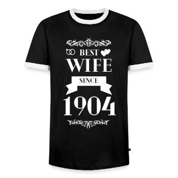 Meilleure épouse depuis 1904 anniversaire de mariage - T-shirt contrasté Homme - noir/blanc - Devant - AI Model Female 172 light (172cm) & AI Model Male 178 light (178cm)