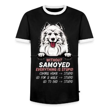 Ohne Samojede ist alles doof - Männer Kontrast-T-Shirt - Schwarz/Weiß - Vorne - AI Model Female 172 light (172cm) & AI Model Male 178 light (178cm)