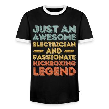 Elektriker Kickboxen retro - Männer Kontrast-T-Shirt - Schwarz/Weiß - Vorne - AI Model Female 172 light (172cm) & AI Model Male 178 light (178cm)