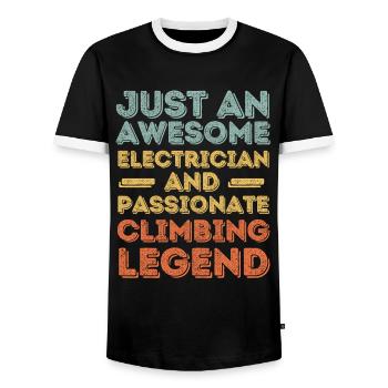 Elektriker Klettern retro - Männer Kontrast-T-Shirt - Schwarz/Weiß - Vorne - AI Model Female 172 light (172cm) & AI Model Male 178 light (178cm)