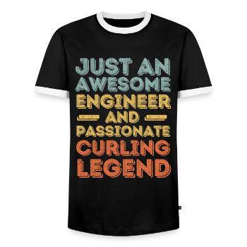 Engineer Curling retro - Men's Ringer Shirt - black/white - Front - AI Model Female 172 light (172cm) & AI Model Male 178 light (178cm)